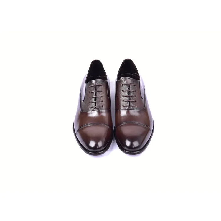 Corrente C001201-5256 Men's Shoes Brown Deer-Skin Leather Dress/Formal Cap-Toe Oxfords (CRT1459)