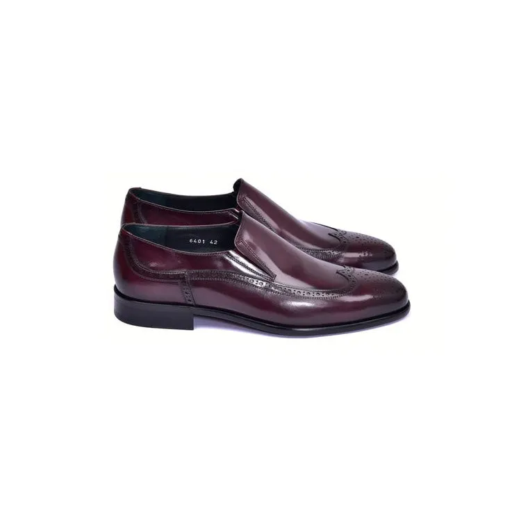 Corrente C0434-6401 Men's Shoes Burgundy Calf-Skin Leather Wingtip Dress/Formal Loafers (CRT1458)