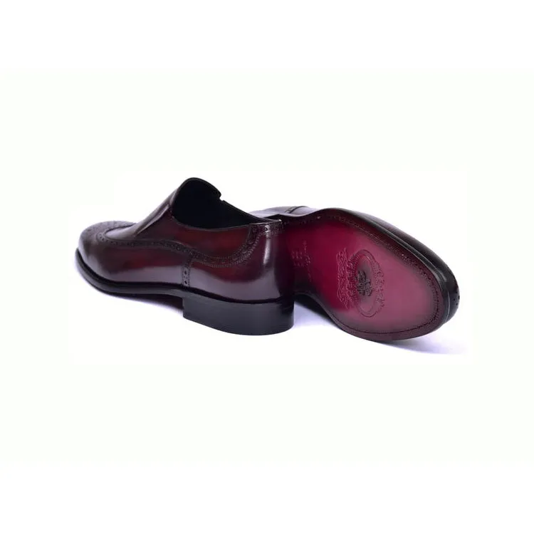 Corrente C0434-6401 Men's Shoes Burgundy Calf-Skin Leather Wingtip Dress/Formal Loafers (CRT1458)