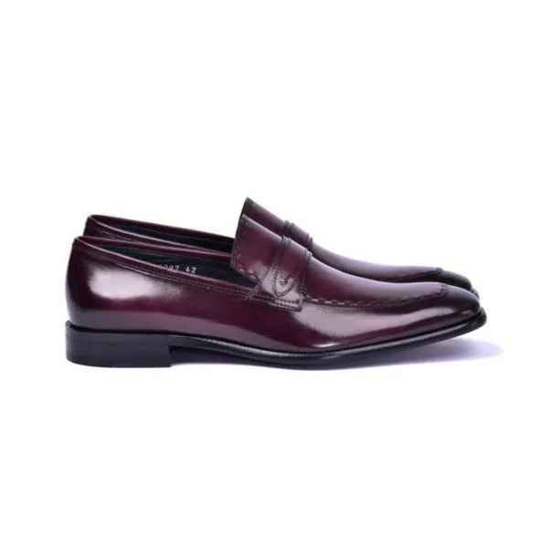 Corrente C0435-6797 Men's Shoes Burgundy Calf-Skin Leather Dress/Formal Loafers (CRT1457)