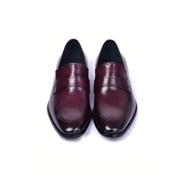 Corrente C0435-6797 Men's Shoes Burgundy Calf-Skin Leather Dress/Formal Loafers (CRT1457)