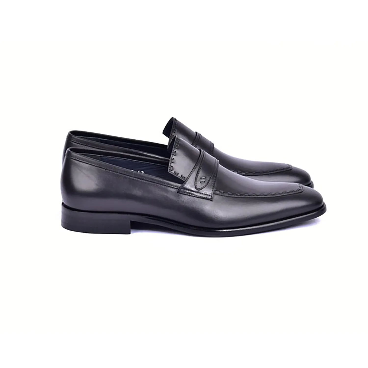 Corrente C0436-6797 Men's Shoes Black Calf-Skin Leather Dress Loafers (CRT1479)