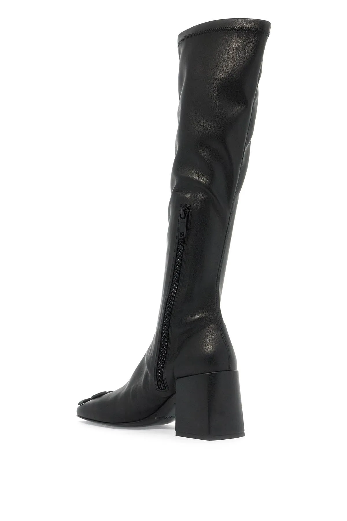 Courreges Black Faux Leather Stretch Boots