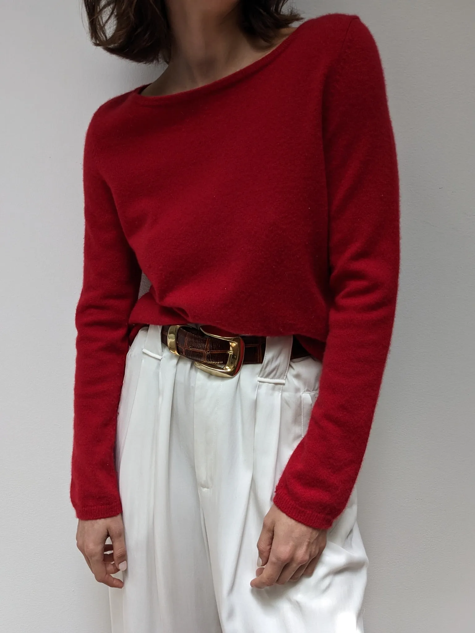 Crimson Cashmere Knit Top