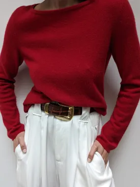 Crimson Cashmere Knit Top