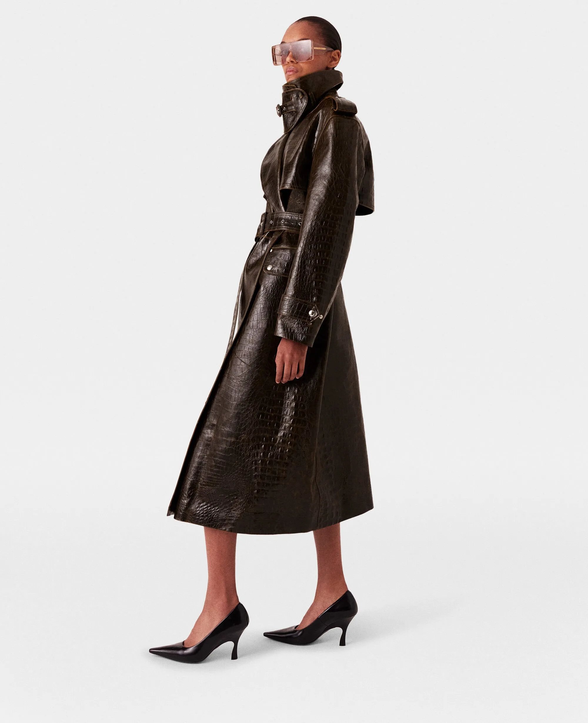 Embossed Crocodile Trench Coat