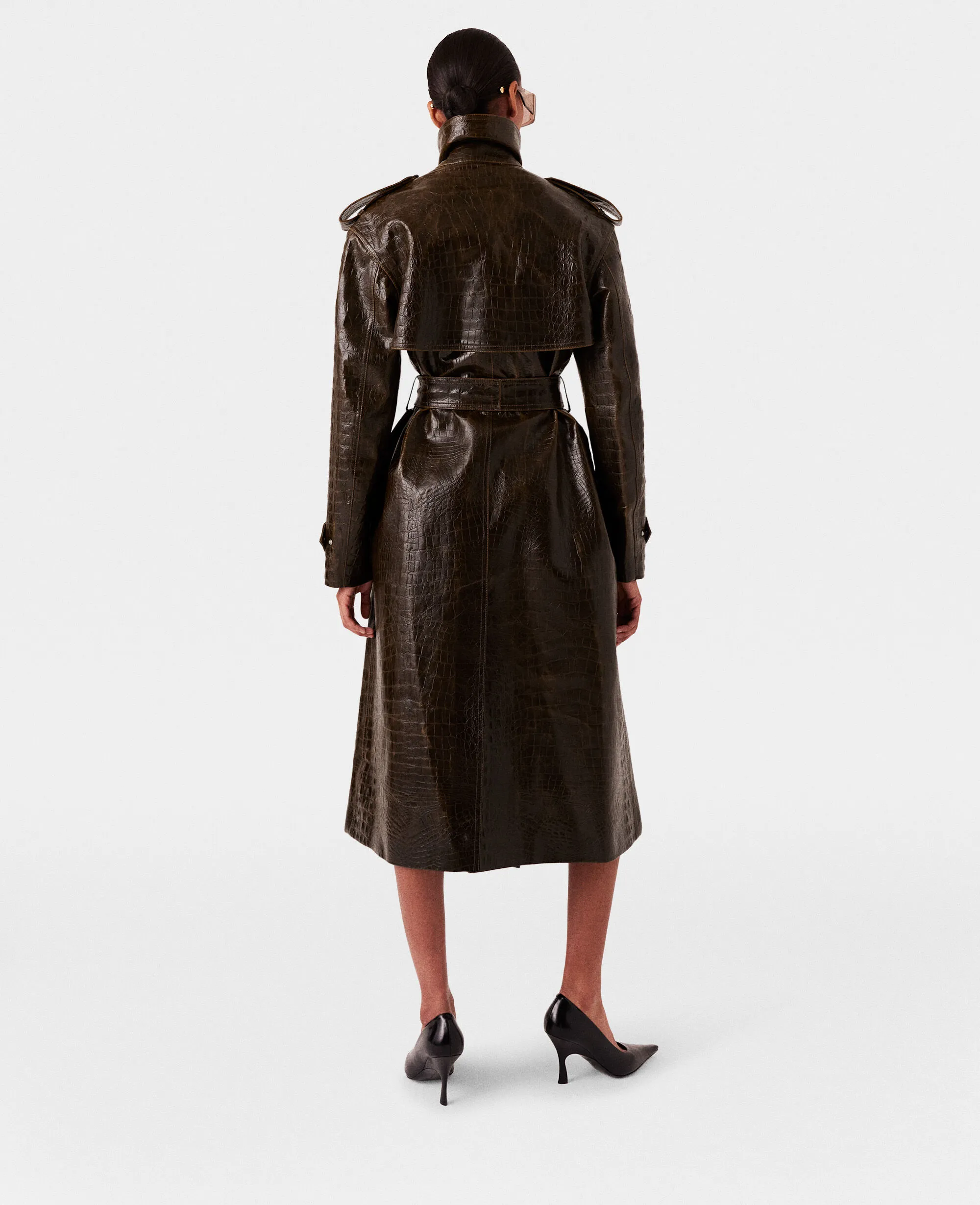 Embossed Crocodile Trench Coat