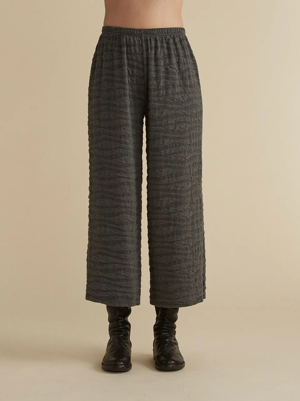 Texture Char Knit Cropped Pant