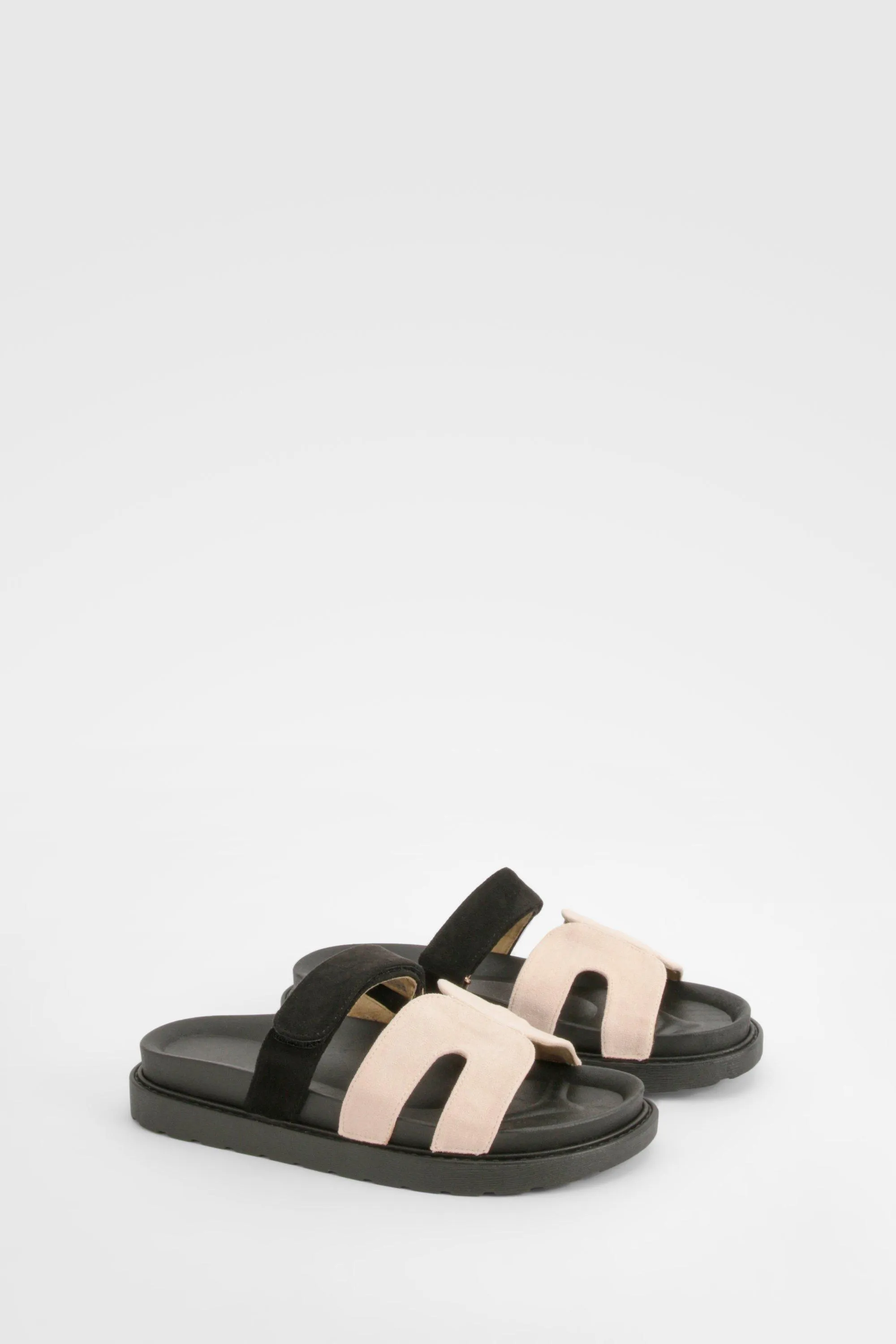 Cut Out Detail Contrast Strap Slides