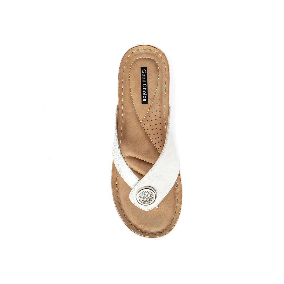 Dafni White Wedge Sandals