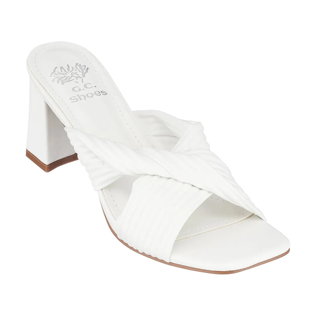 Dara White Heeled Sandals