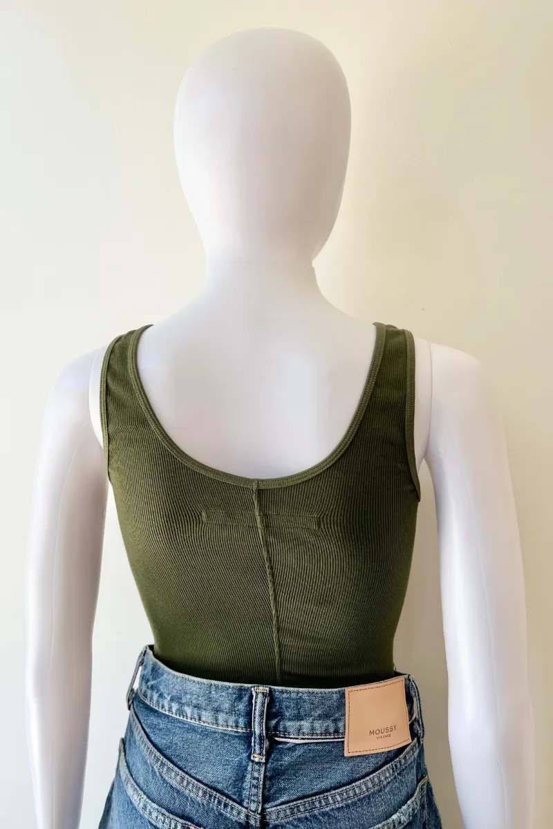 Dark Olive Silk Tank Top