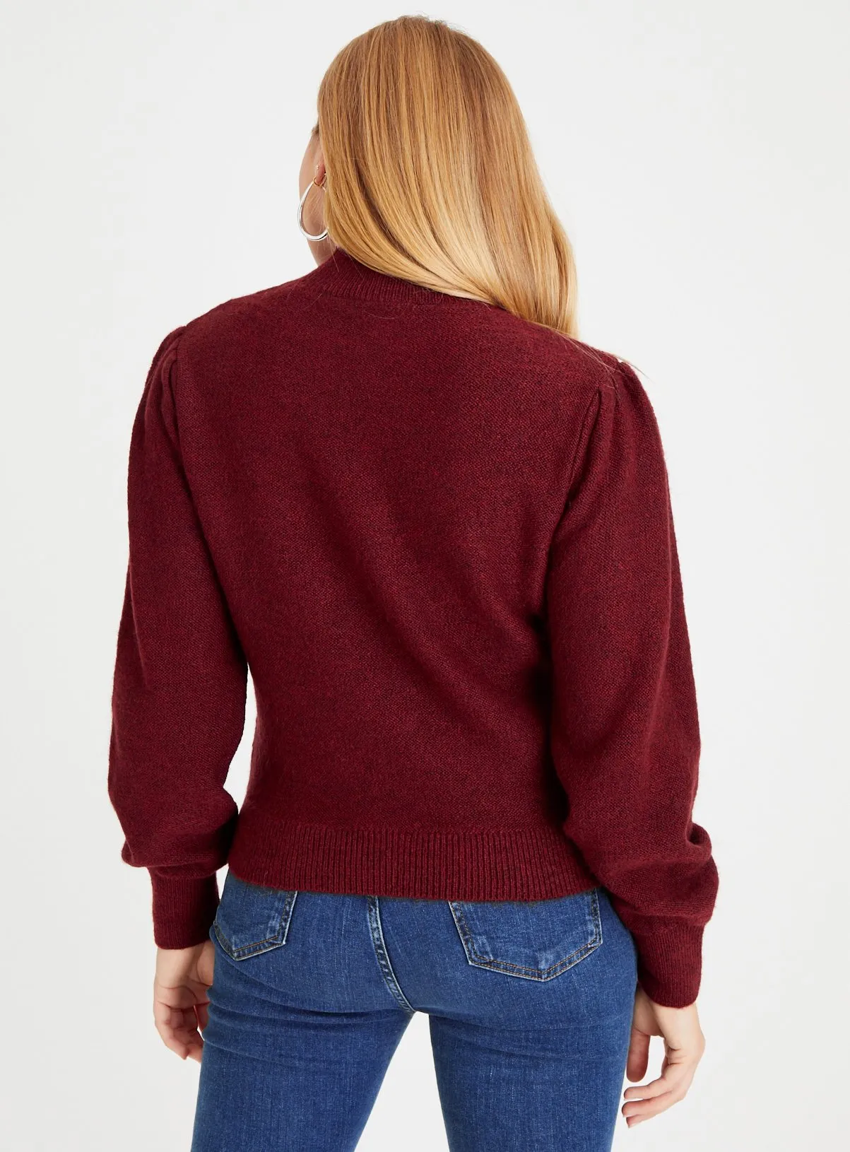 Dark Red Cable Knit High Neck Jumper XL | Tu Clothing