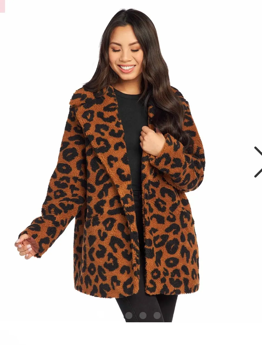 Leopard Sherpa Coat for Women - Debbie Brand