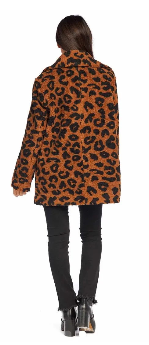 Leopard Sherpa Coat for Women - Debbie Brand