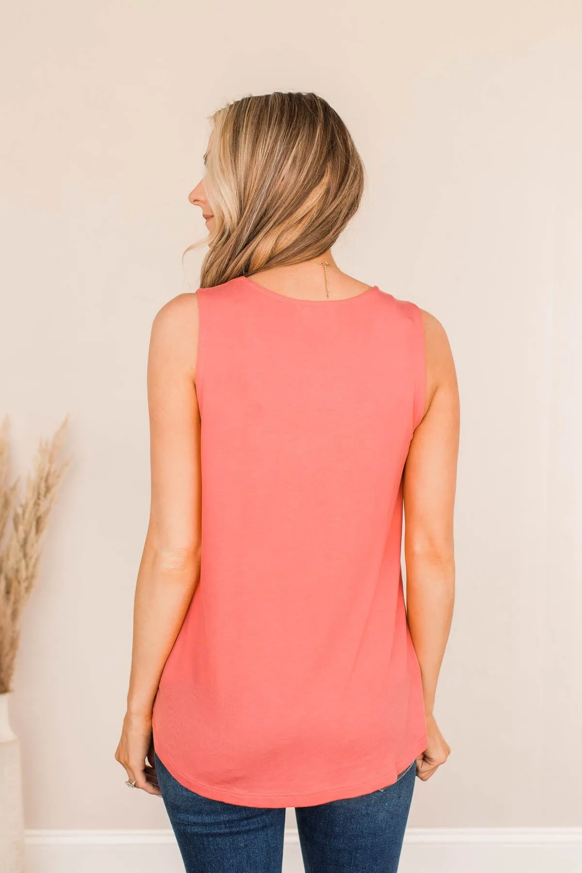 Beautiful Coral Knit Tank Top - Devoted Darling