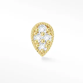 14k Yellow Pear Diamond Flat Back Earring