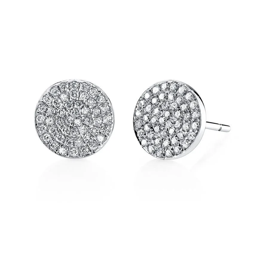 DIAMOND FLAT DISC STUD EARRINGS