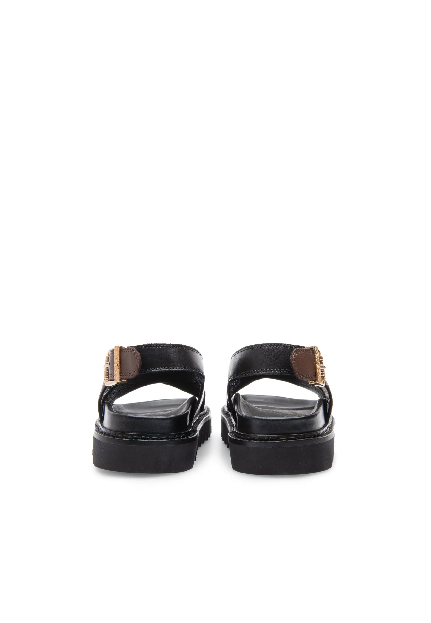 Diana Black Brown Leather Chunky Sandals