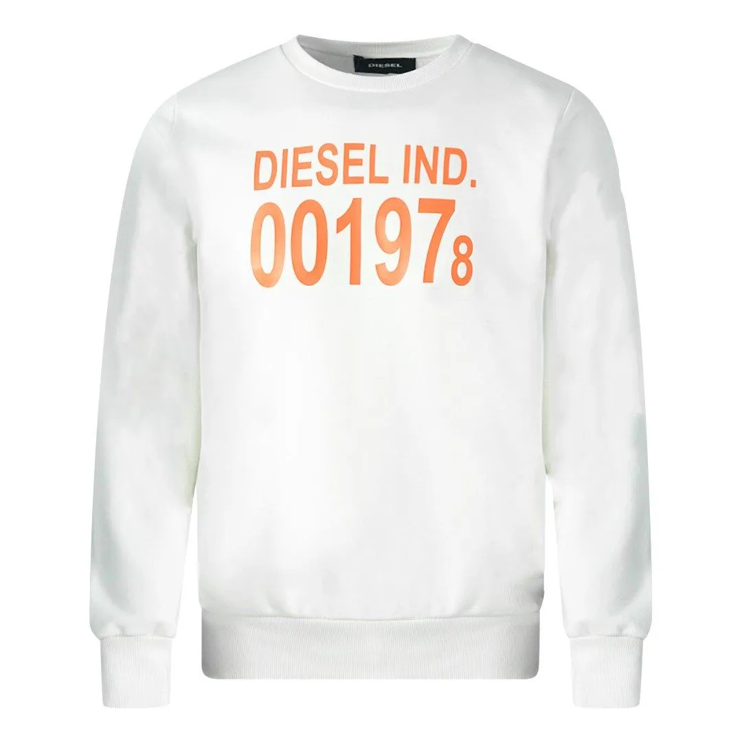 Diesel White Sweater with 001978 Logo - Jumpers and Cardigans