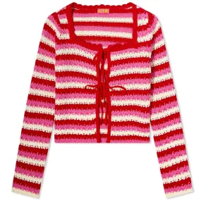 Dionne Pink Stripe Knit Cardigan Kitri.