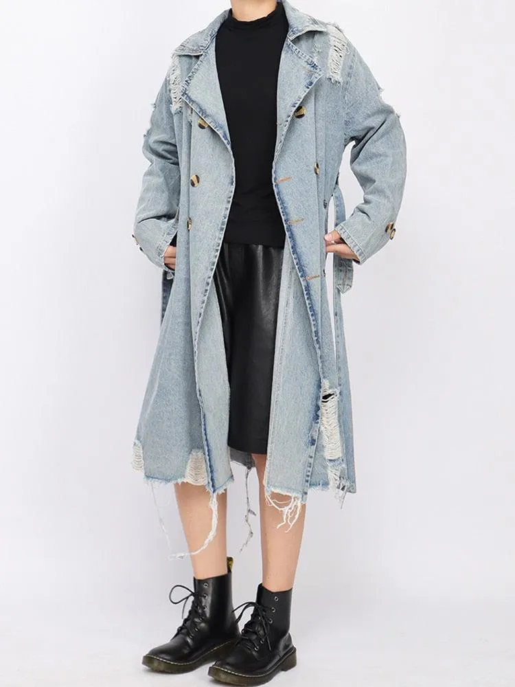 Denim Trench Coat distressed.