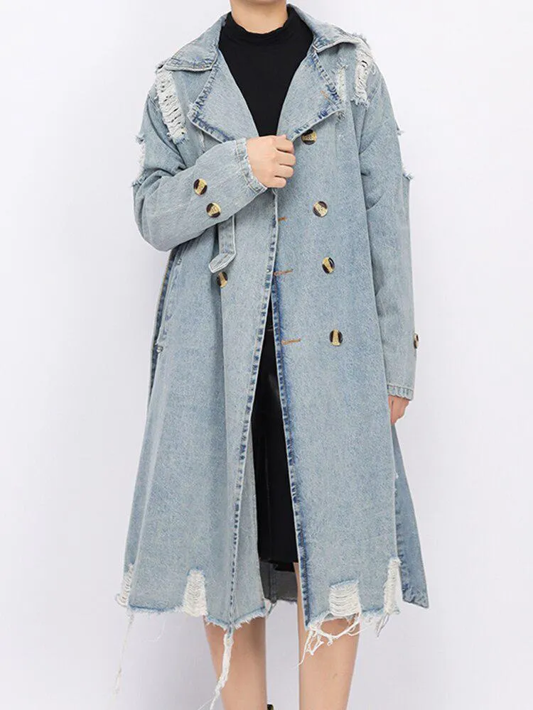 Denim Trench Coat distressed.