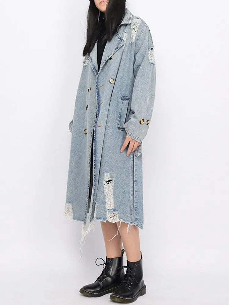 Denim Trench Coat distressed.