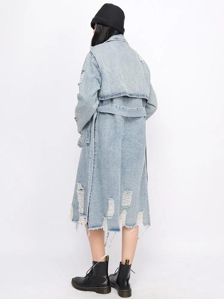 Denim Trench Coat distressed.