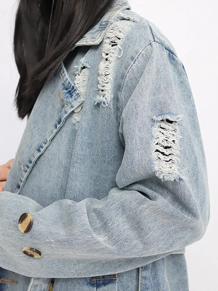 Denim Trench Coat distressed.