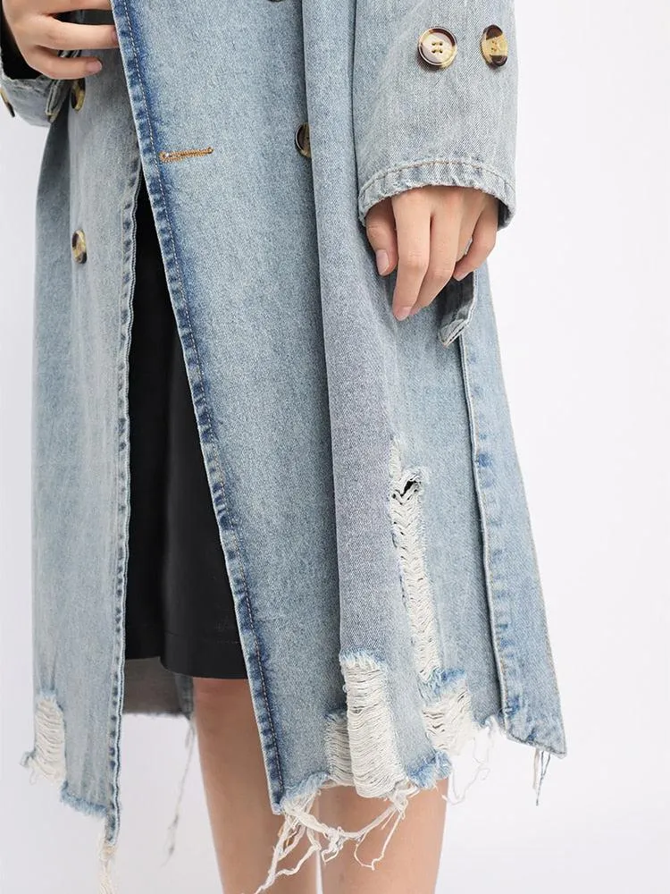 Denim Trench Coat distressed.