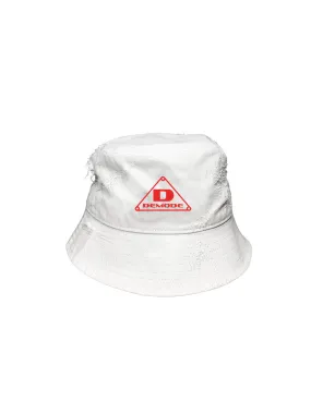 White Distressed Logo Bucket Hat.