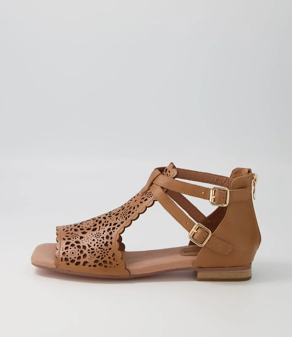 DJANGO & JULIETTE Paedan Tan Leather Sandals