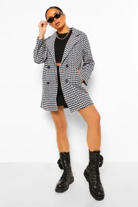 Dogtooth Wool Look Coat