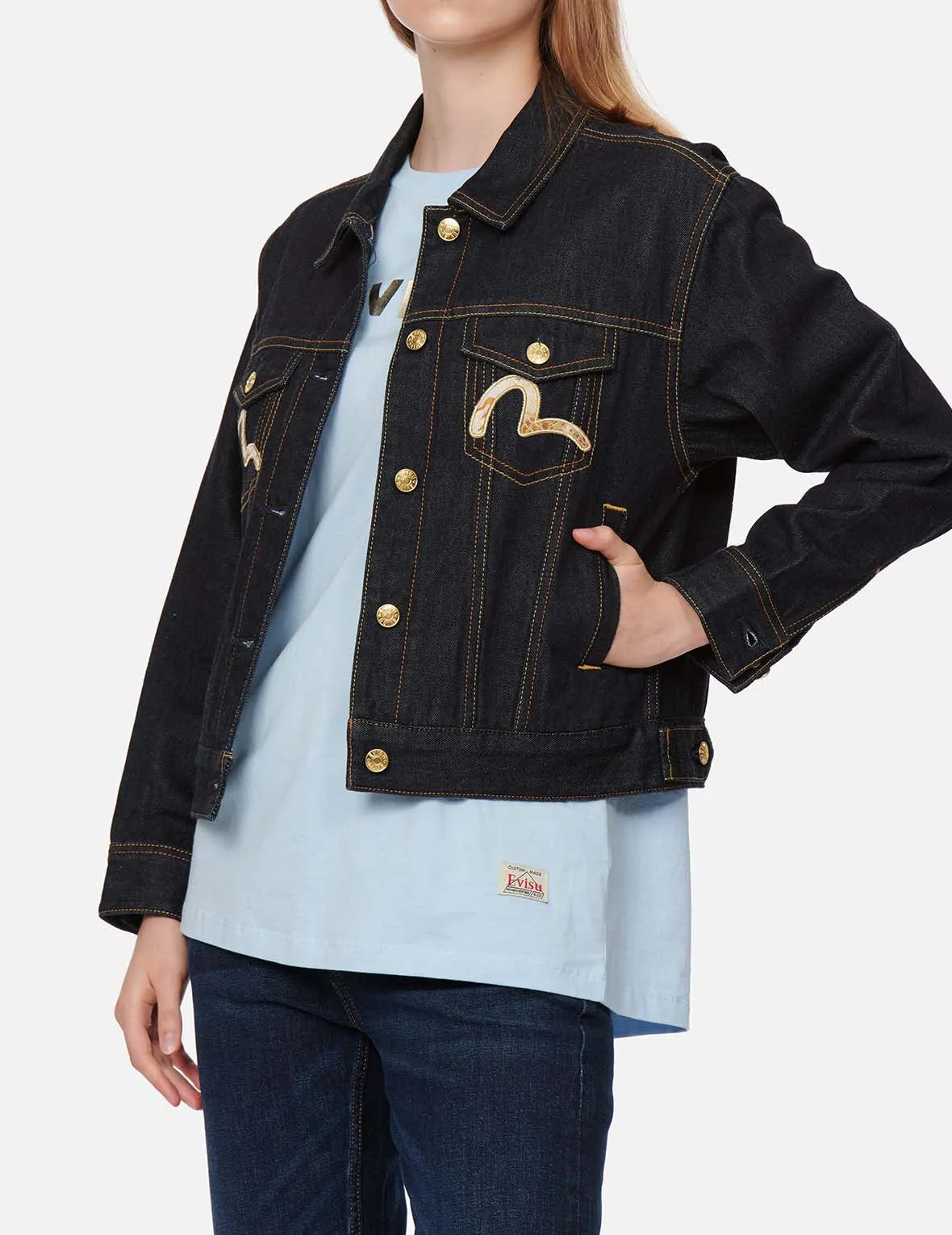 Dragon Brocade Appliqué Denim Jacket