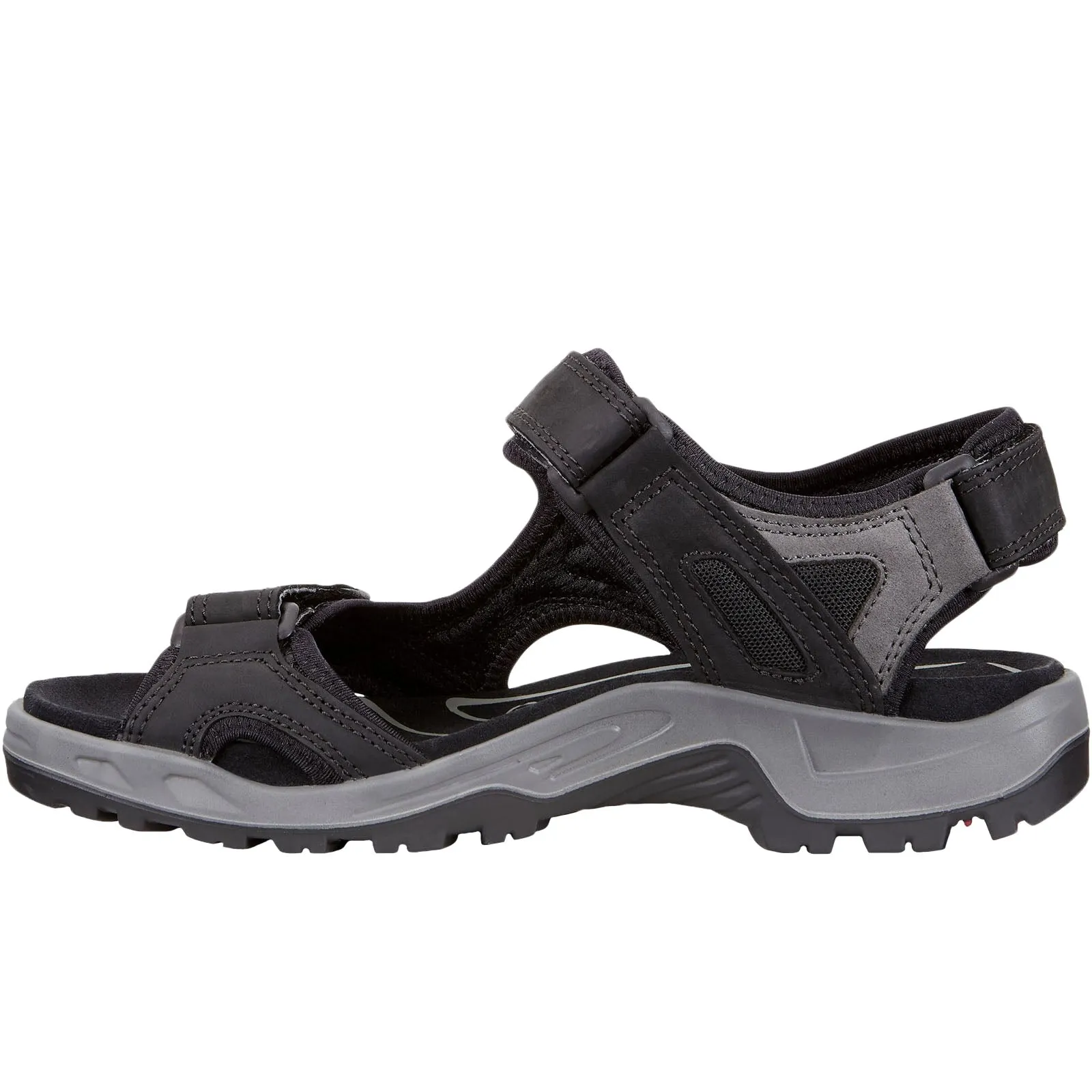 ECCO Mens Offroad Leather Hook & Loop Walking Sandals - Black