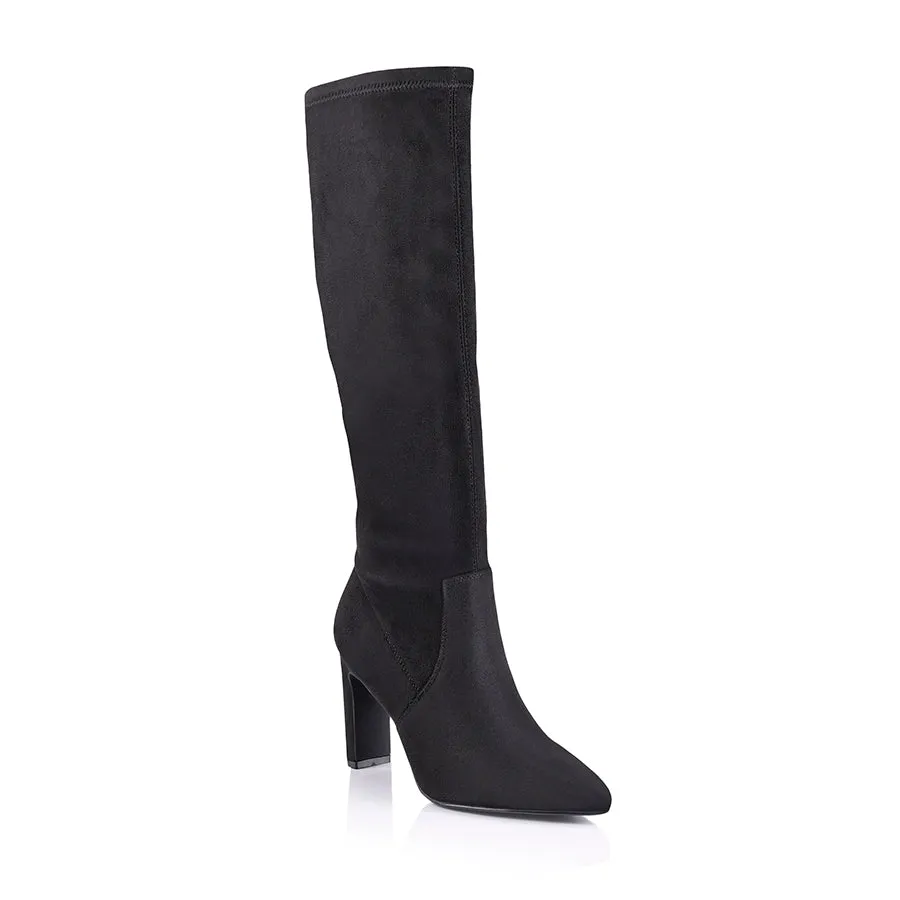 Effy Knee High Boots - Black Micro