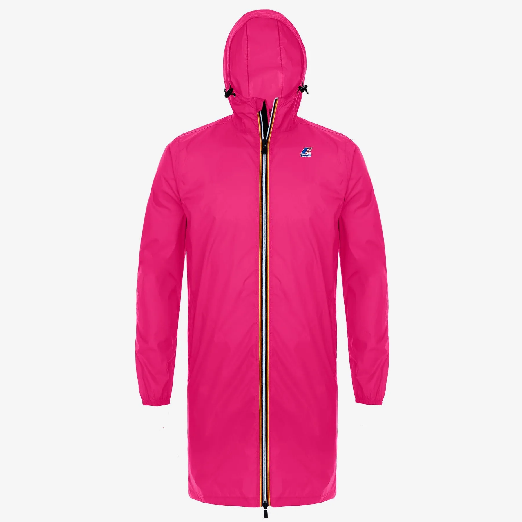 Eiffel - Unisex Waterproof Packable Long Rain Jacket in Fuchsia Fluo