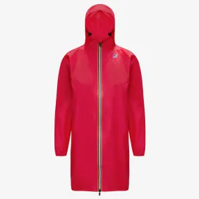 Eiffel - Unisex Waterproof Packable Long Rain Jacket in Red