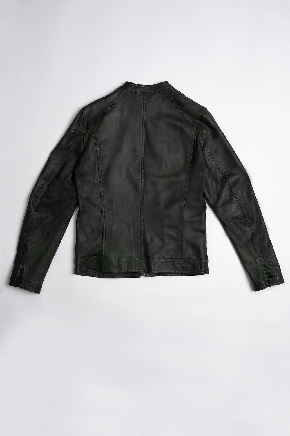 Green leather jacket by Elton.