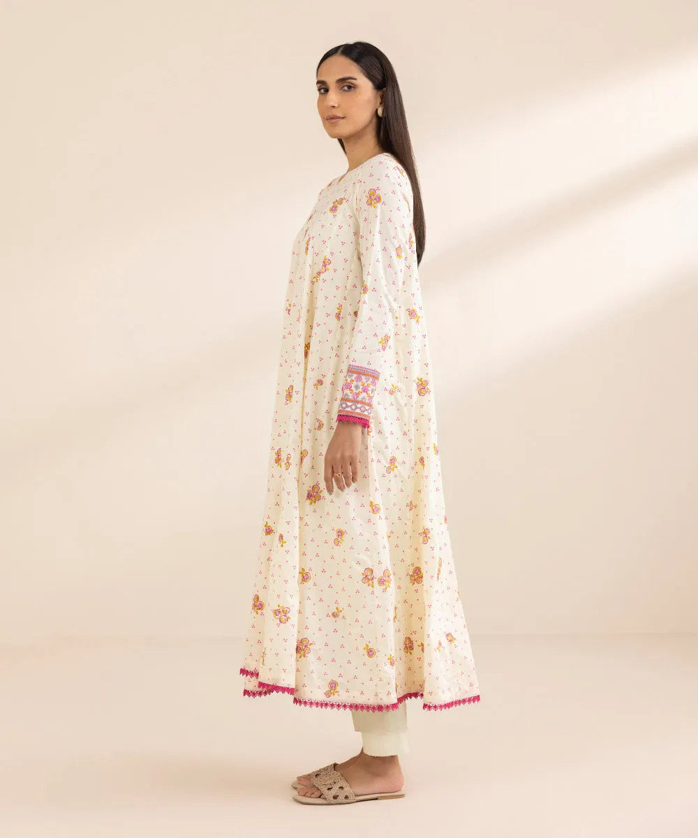 Flared Embroidered Lawn Shirt