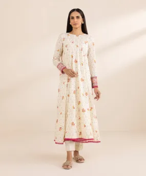 Flared Embroidered Lawn Shirt