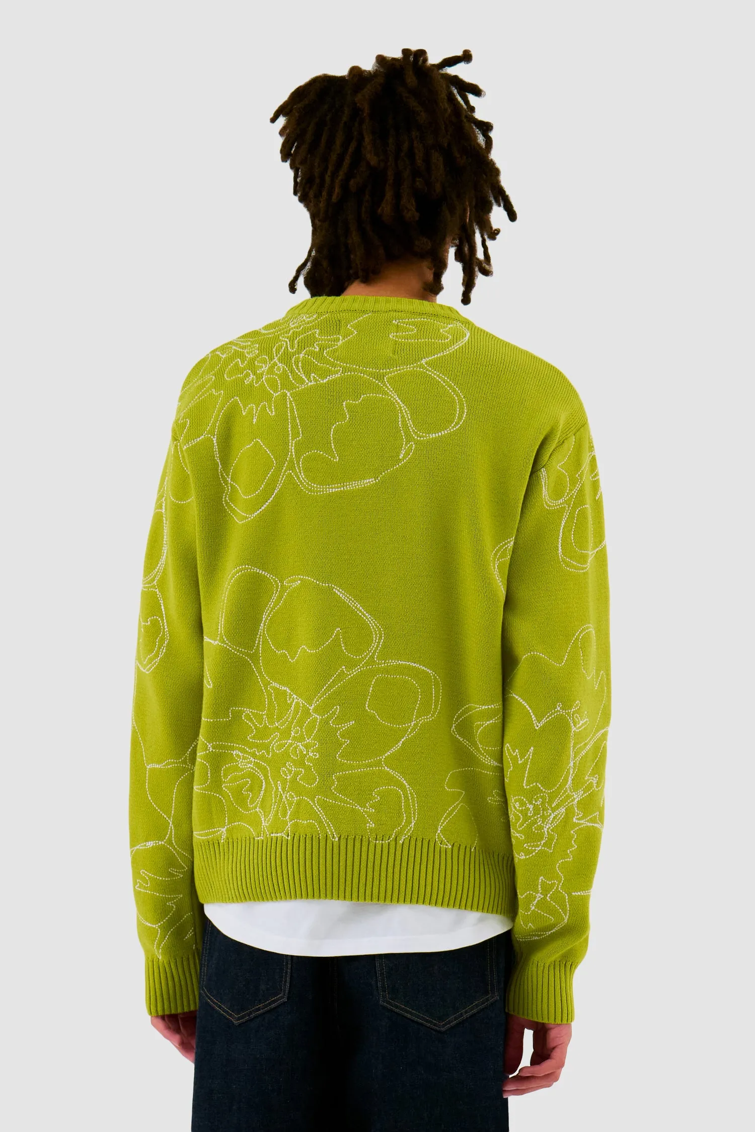 Embroidered Flower Knit - Light Green