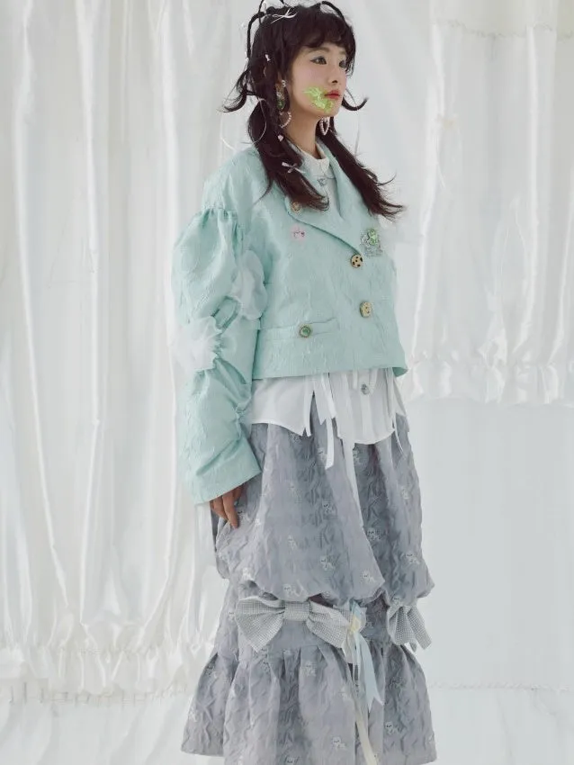 Embroidered Jacquard Fabric Organza Short Jacket