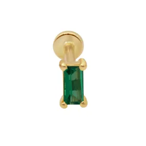 Flat Back Stud with Emerald Baguette Detail