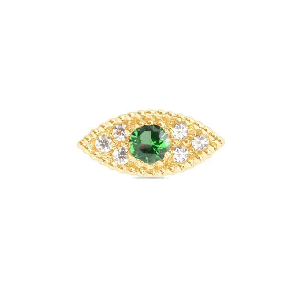 Evil Eye Emerald Flat Stud