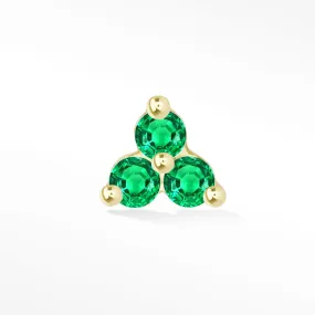 14k Yellow Emerald Earrings with Trinity Design and Flat Back