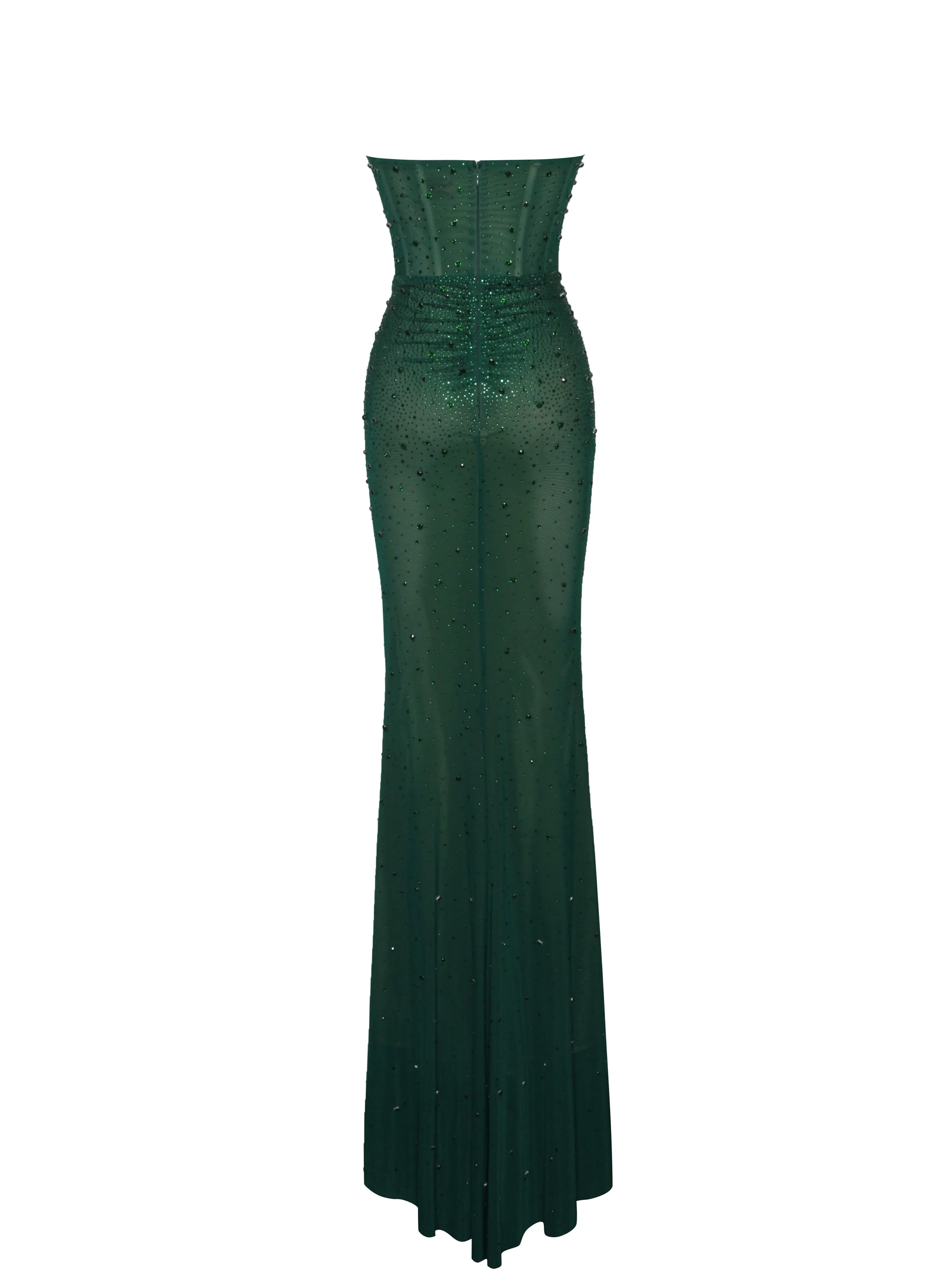 Fatima Green Crystal Sleeveless Corset Mermaid Maxi Dress