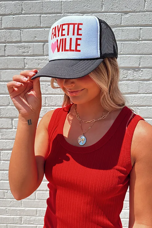 Fayetteville Heart Hat -Black/White