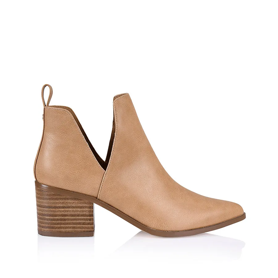 Fierce Cut Out Ankle Boots - Caramel Softee